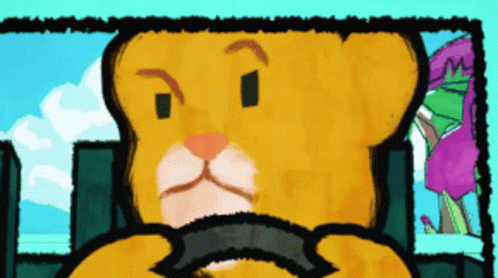 Car Driving Off Cliff Animated Lion GIF