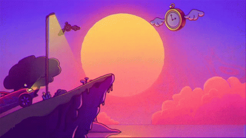 Car Driving Off Cliff At Sunset GIF