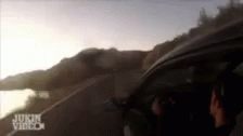 Car Driving Off Cliff Caught On Camera GIF