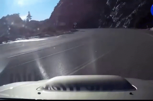 Car Driving Off Cliff Driver Perspective GIF