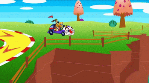 Car Driving Off Cliff Johnny Test Dukey GIF