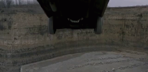 Car Driving Off Cliff Underside View GIF