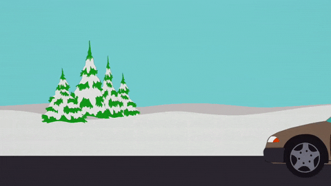 Car Driving Snow Tree GIF