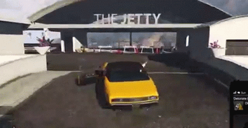 Car Driving Through Barrier And Off Cliff GIF