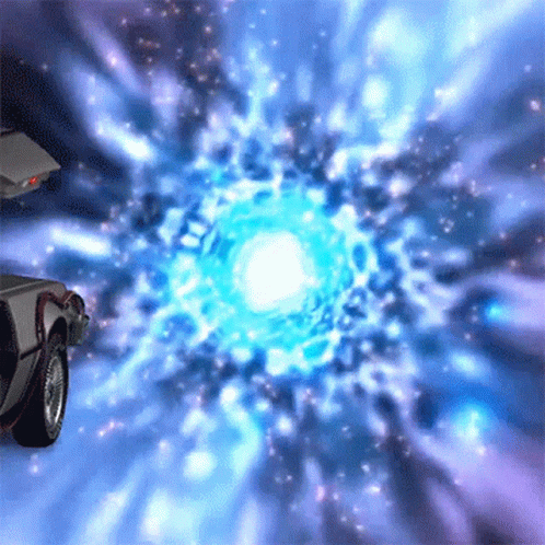 Car Driving Through Blue and Purple Galaxy