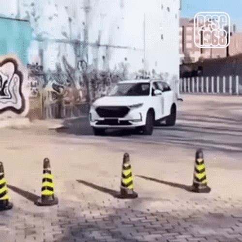 Car Driving Traffic Cones Optical Illusions GIF