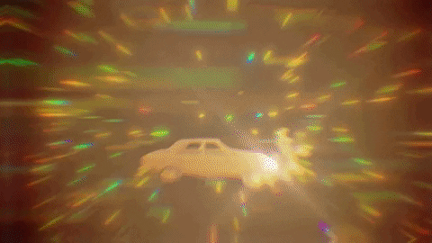 Car Flying Amid The Stars GIF