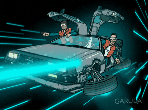 Car Flying From Animated Back To The Future GIF