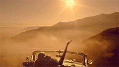Car Flying Over Mountains GIF