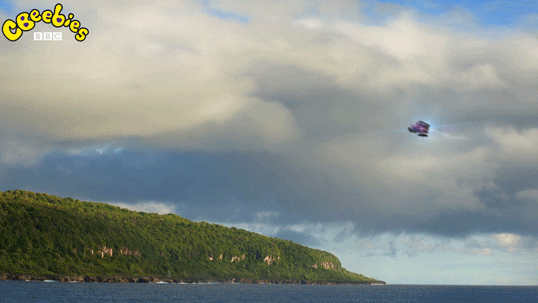 Car Flying Over The Sea GIF