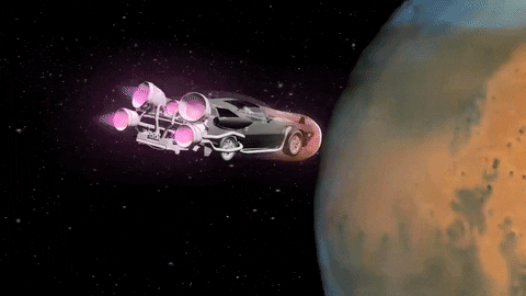 Car Flying Toward The Moon GIF