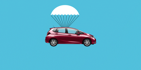 Car Flying With A Parachute GIF