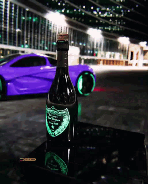 Car Hitting Champagne GIF