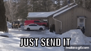 Car Parked In Front Of Snowy House Just Send It GIF
