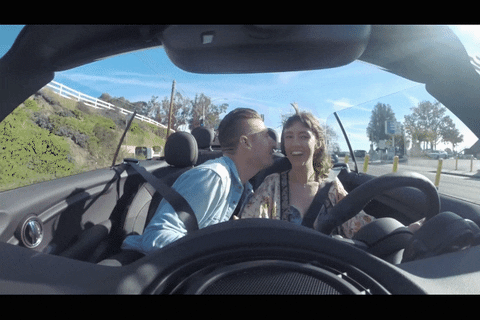 Car Ride Cheek Kiss Sweet Couple GIF