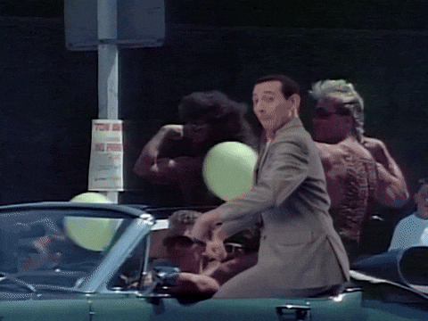 Car Riding Pee Wee Herman Dance GIF