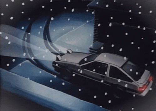 Car Snowing Night Anime GIF