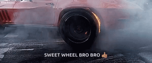 Car With Burning Tire And Smoke GIF