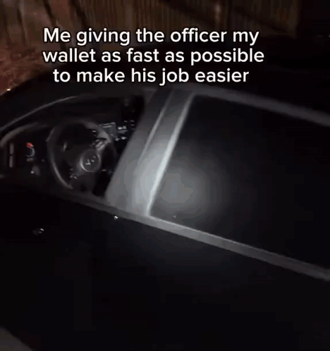 Car With Caption Me Giving Officer My Wallet As Fast As Possible
