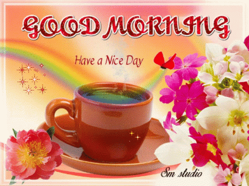 Card Coffee Flowers Good Morning Have Nice Day