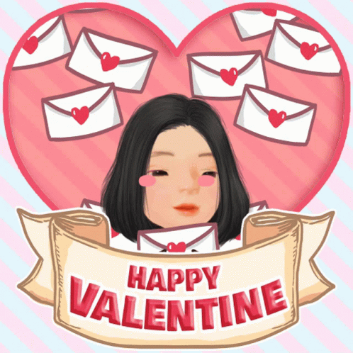 Card Girl Happy Valentines Day GIF