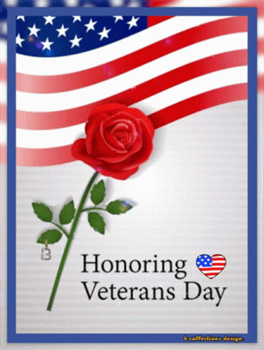 Card Honoring Veterans Day With Rose