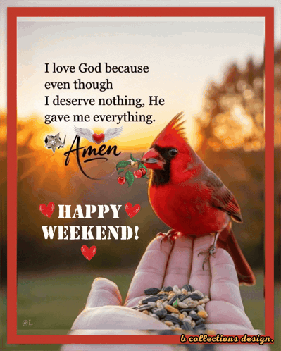 Card Saying Happy Weekend With Red Bird