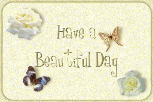 Card Saying Have A Beautiful Day With Flowers And Butterflies GIF