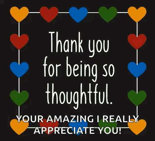 Card Saying Thank You For Being So Thoughtful
