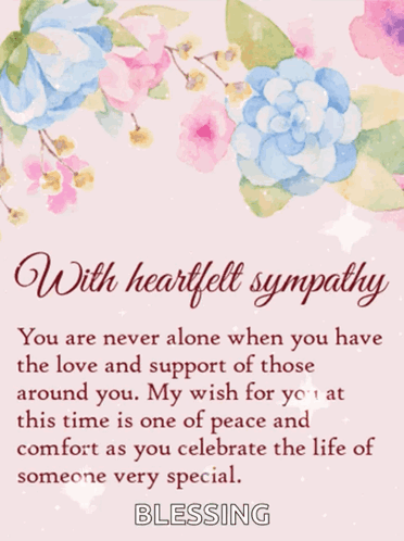 Card With Flowers and With Heartfelt Sympathy