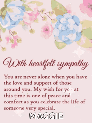 Card With Flowers With Heartfelt Sympathy