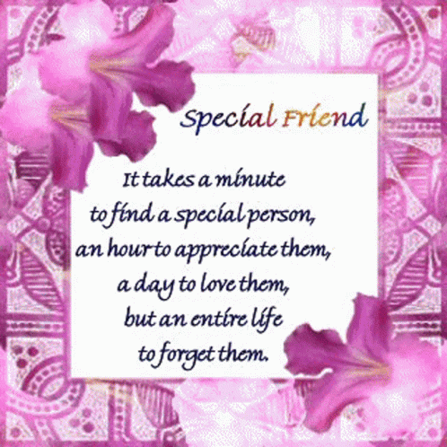 Card With Purple Flowers Saying Special Friend