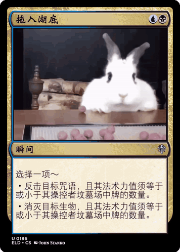 Card With White Rabbit and Chinese Writing