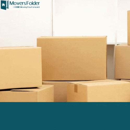 Cardboard Boxes Stacked With Movers Folder Logo