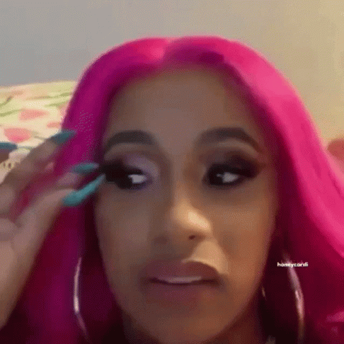 Cardi B Fixing Eyelashes GIF