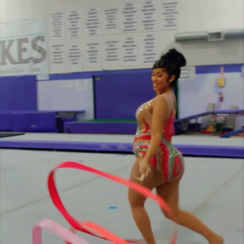 Cardi B Gymnastics Performing With A Ribbon GIF