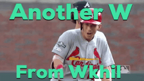 Cardinals Baseball Player Running Toward Teammate GIF