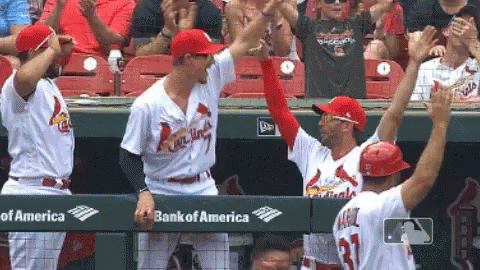 Cardinals Baseball Players High Fiving