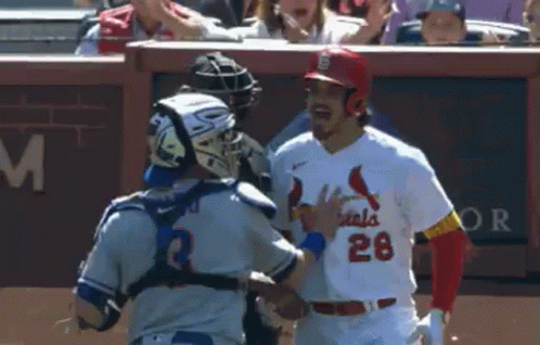 Cardinals Player Shaking Hands with Catcher