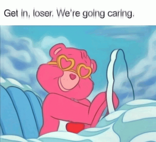 Care Bear in Heart Glasses Driving Car in Ocean
