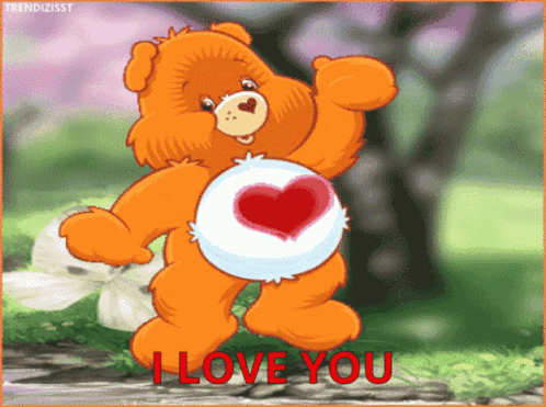 Care Bear Saying I Love You in Red