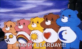 Care Bears Group Saying Happy Bearday