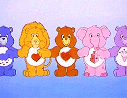 Care Bears in a Row on Blue