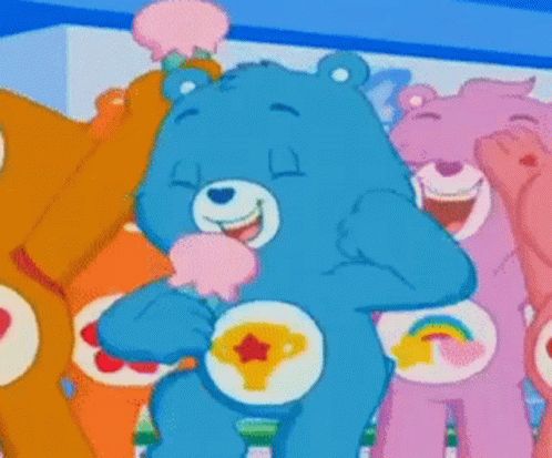 Care Bears Standing Together Eating Food