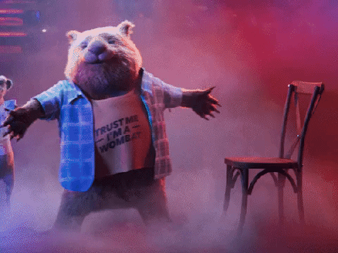 Carl Bear Dances In Chair GIF