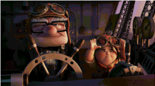 Carl Fredricksen Drives With Russell GIF