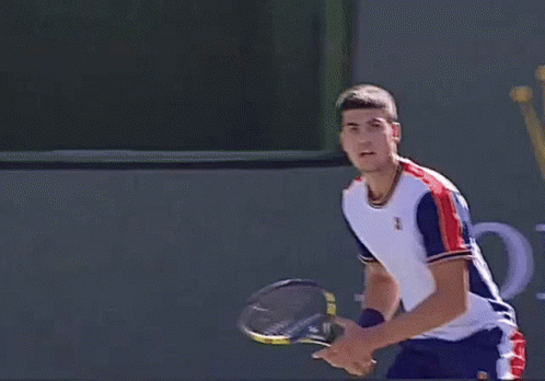 Carlos Alcaraz Tennis Court Rolex Logo GIF