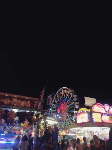 Carnival At Night With Ferris Wheel GIF