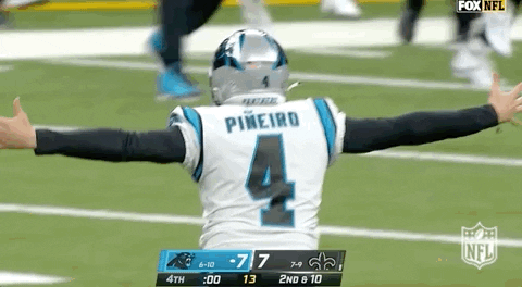 Carolina Panthers Eddy Pineiro Running Toward His Teammates GIF