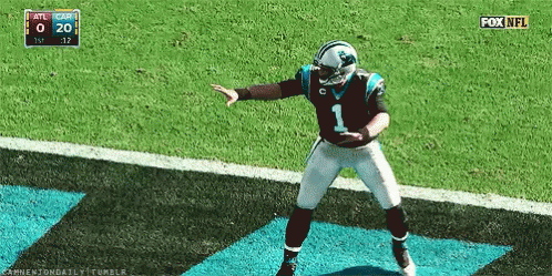 Carolina Panthers Quarterback Cam Newton Dancing On The Field During A Fox Nfl Game GIF